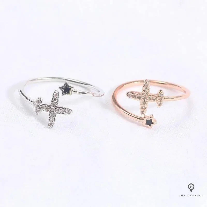 Bague Avion Et étoile Femme Argent 3 Bague Avion Et étoile Femme Argent