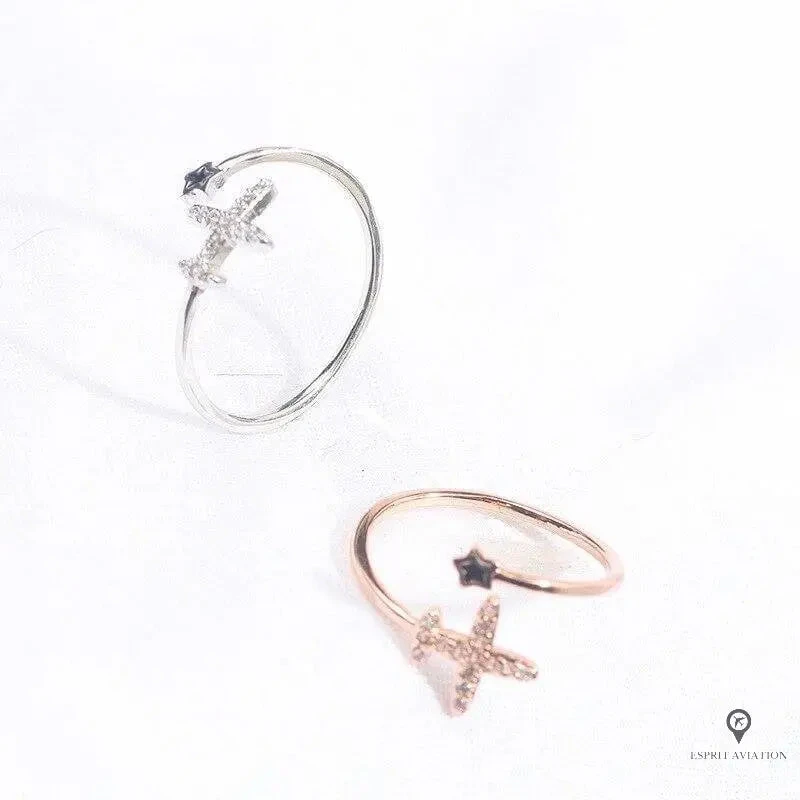 Bague Avion Et étoile Femme Argent 4 Bague Avion Et étoile Femme Argent – Image 2