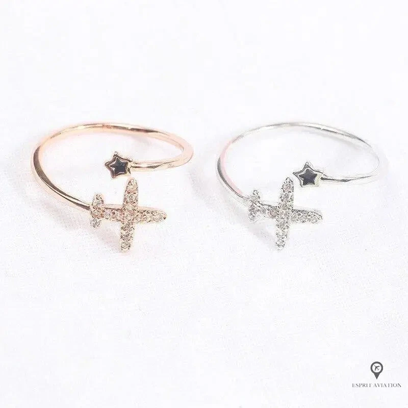 Bague Avion Et étoile Femme Or Rose 4 Bague Avion Et étoile Femme Or Rose – Image 2