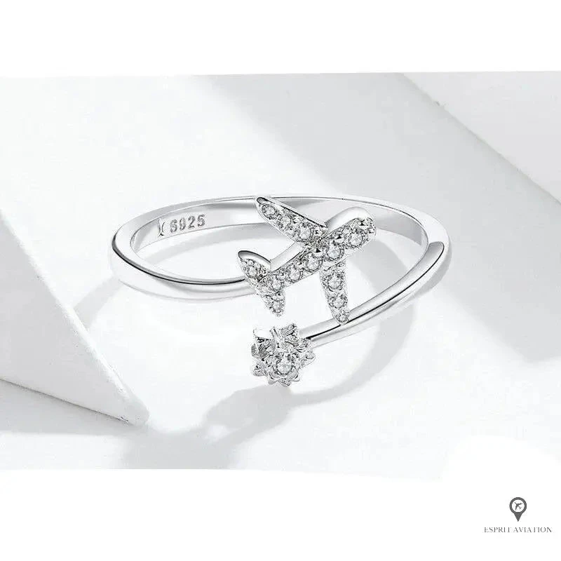 Bague Avion Ouverte Avec étoile Argent 3 Bague Avion Ouverte Avec étoile Argent