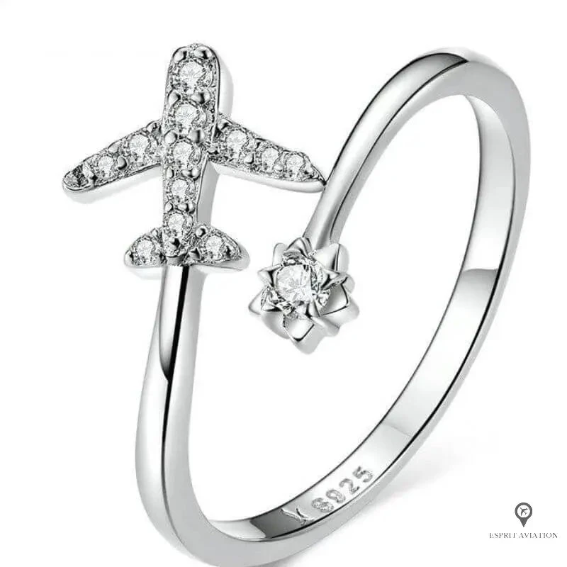 Bague Avion Ouverte Avec étoile Argent 4 Bague Avion Ouverte Avec étoile Argent – Image 2