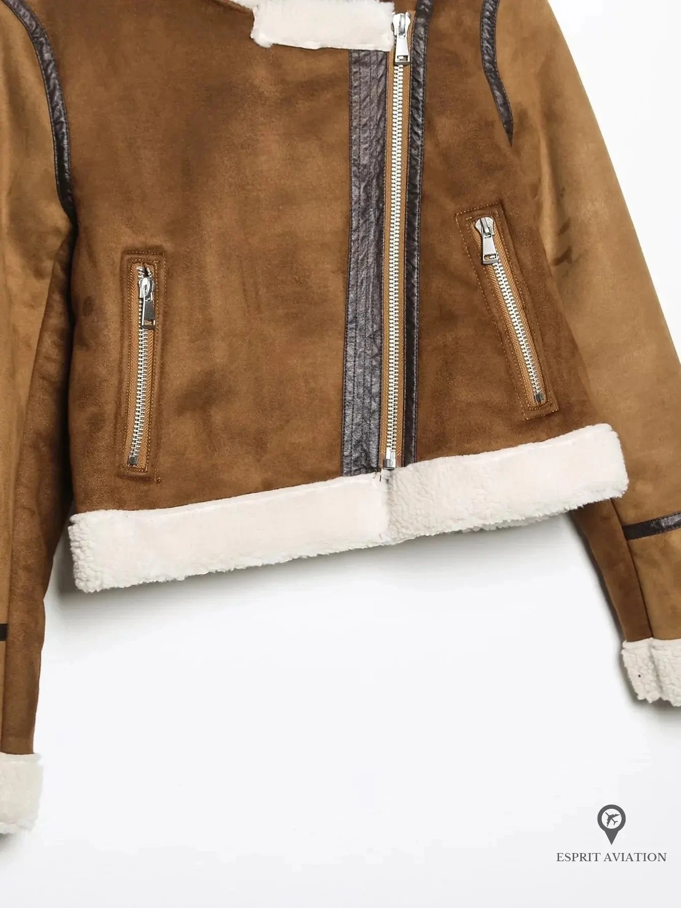 Blouson Aviateur Femme Court Moutonné 5 Blouson Aviateur Femme Court Moutonné – Image 3