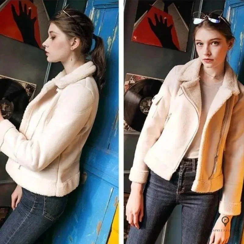 Blouson Aviateur Femme Cuir Daim Rose 4 Blouson Aviateur Femme Cuir Daim Rose – Image 2