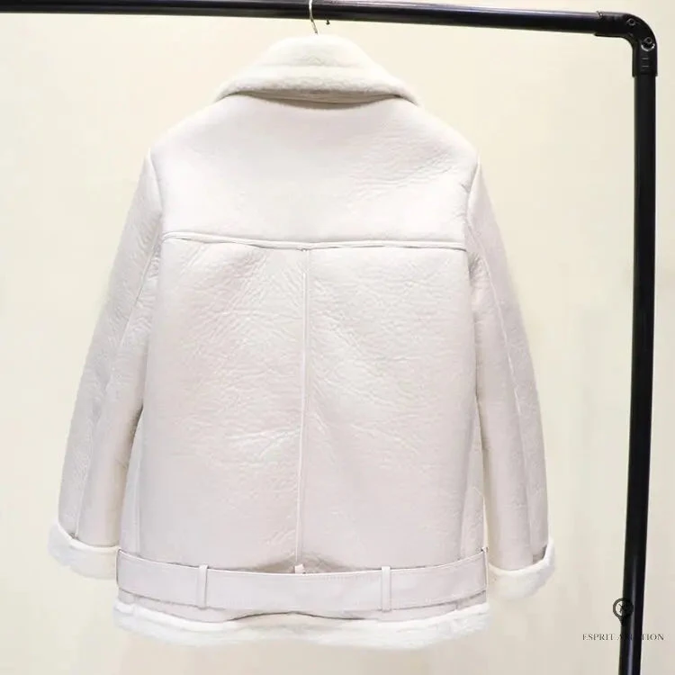 Blouson Aviateur Femme Daim Blanc 6 Blouson Aviateur Femme Daim Blanc – Image 4