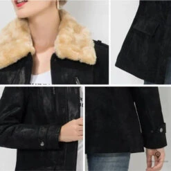 Blouson Aviateur Femme Daim Noir -Esprit Aviation Blouson Aviateur Femme Daim Noir Esprit Aviation 1690001473785