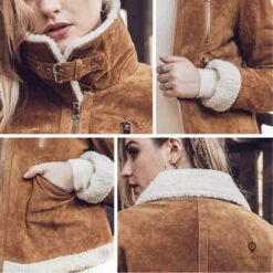 Blouson Aviateur Femme En Daim Marron -Esprit Aviation Blouson Aviateur Femme En Daim Marron Esprit Aviation 1690001319820