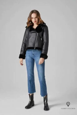 Blouson Aviateur Femme Fausse Fourrure Noir -Esprit Aviation Blouson Aviateur Femme Fausse Fourrure Noir Esprit Aviation 1690001091652