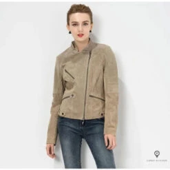 Blouson Aviateur Femme Gris Clair