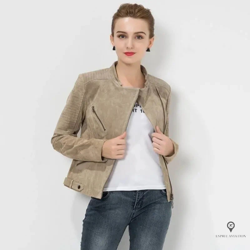 Blouson Aviateur Femme Gris Clair 4 Blouson Aviateur Femme Gris Clair – Image 2