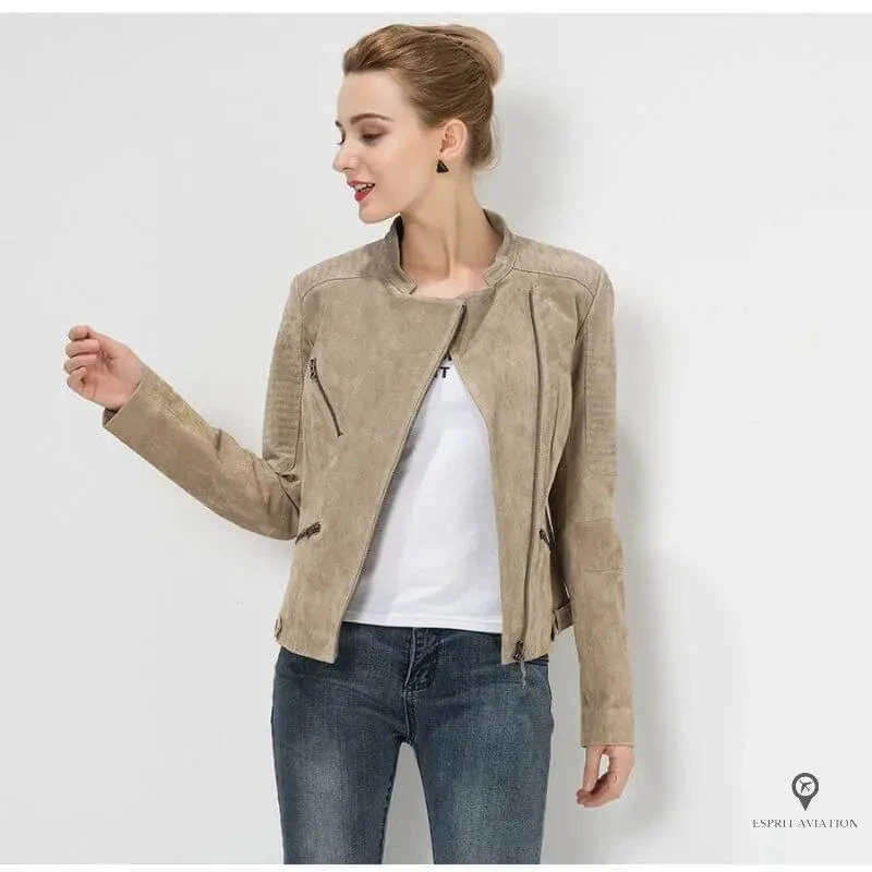 Blouson Aviateur Femme Gris Clair 5 Blouson Aviateur Femme Gris Clair – Image 3