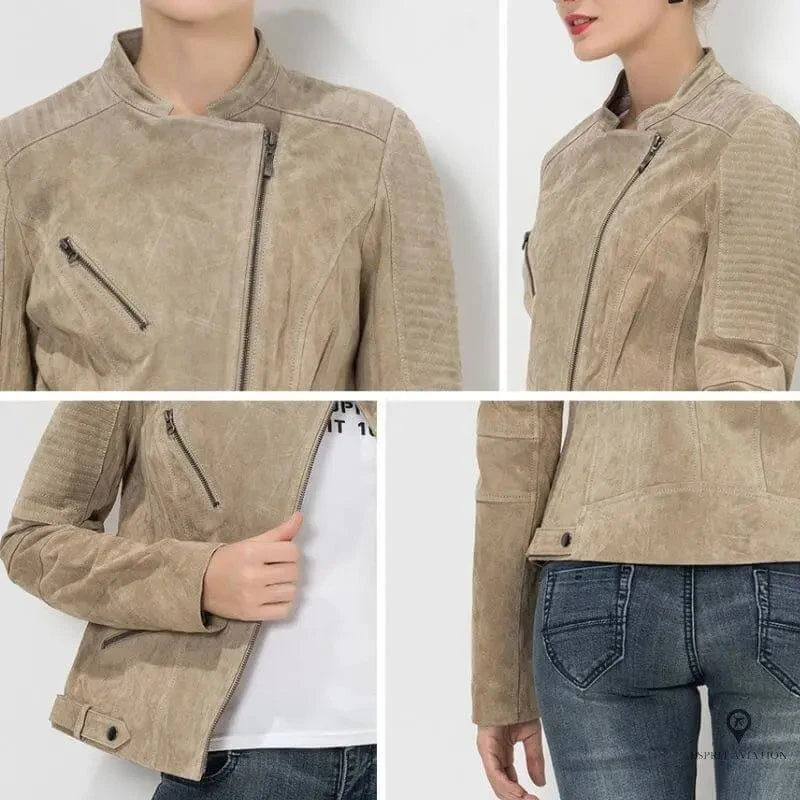 Blouson Aviateur Femme Gris Clair 6 Blouson Aviateur Femme Gris Clair – Image 4