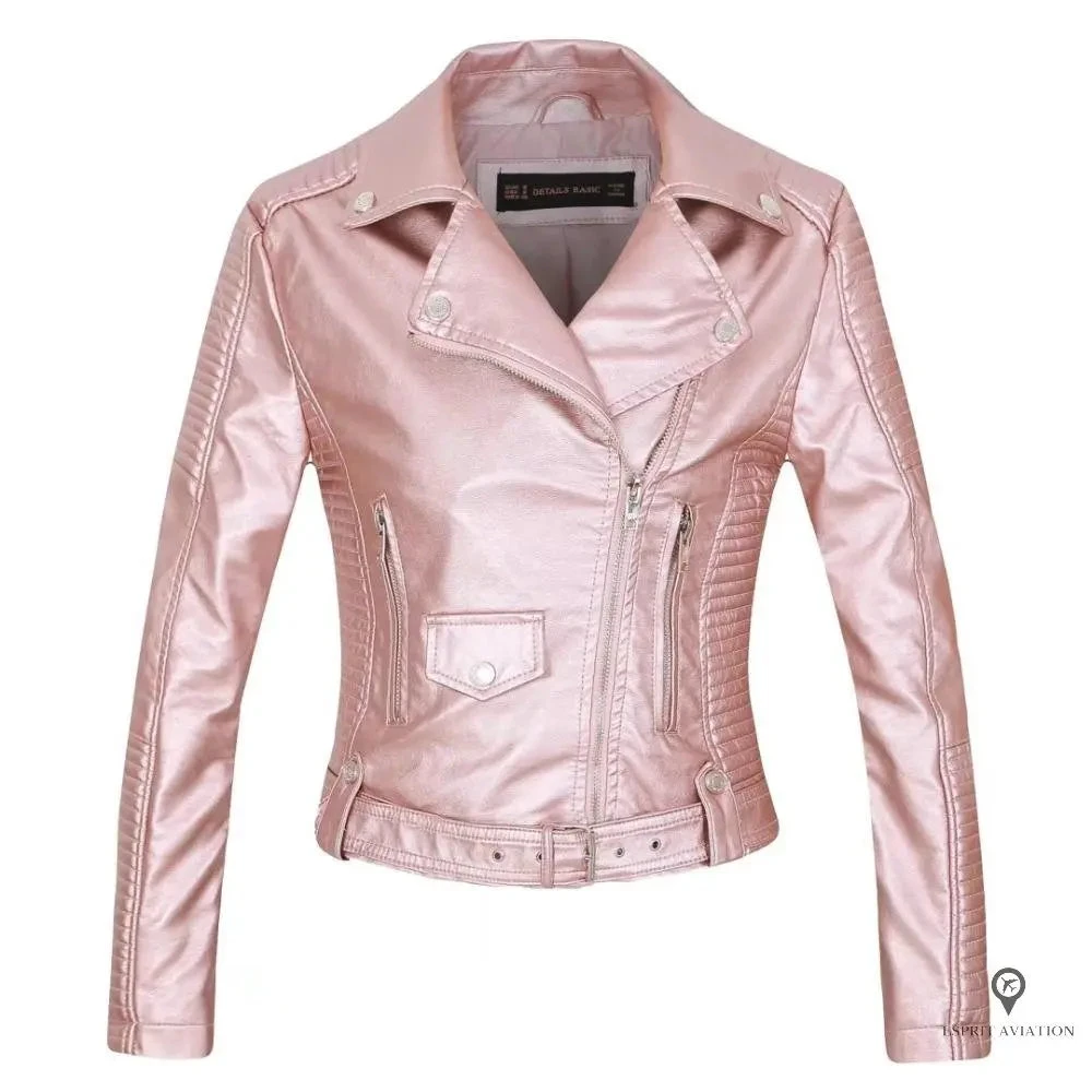 Blouson Aviateur Femme Simili Cuir Rose Pale 3 Blouson Aviateur Femme Simili Cuir Rose Pale
