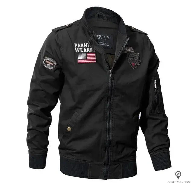 Blouson Aviateur Homme Avec Drapeau Americain 4 Blouson Aviateur Homme Avec Drapeau Americain – Image 2