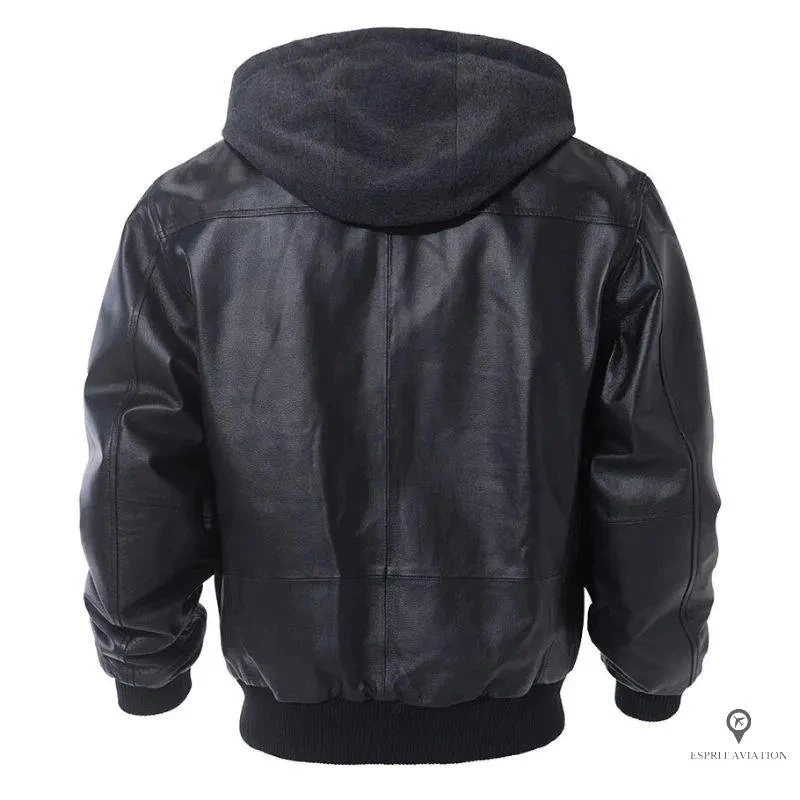 Blouson Aviateur Homme Capuche Noir 5 Blouson Aviateur Homme Capuche Noir – Image 3