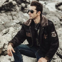 Blouson Aviateur Homme Col Fourré