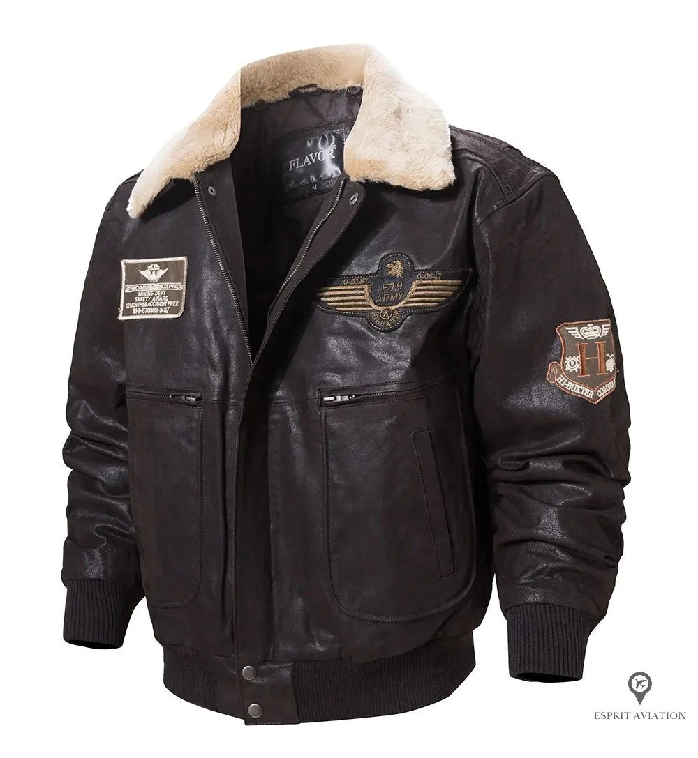 Blouson Aviateur Homme Cuir Noir 4 Blouson Aviateur Homme Cuir Noir – Image 2
