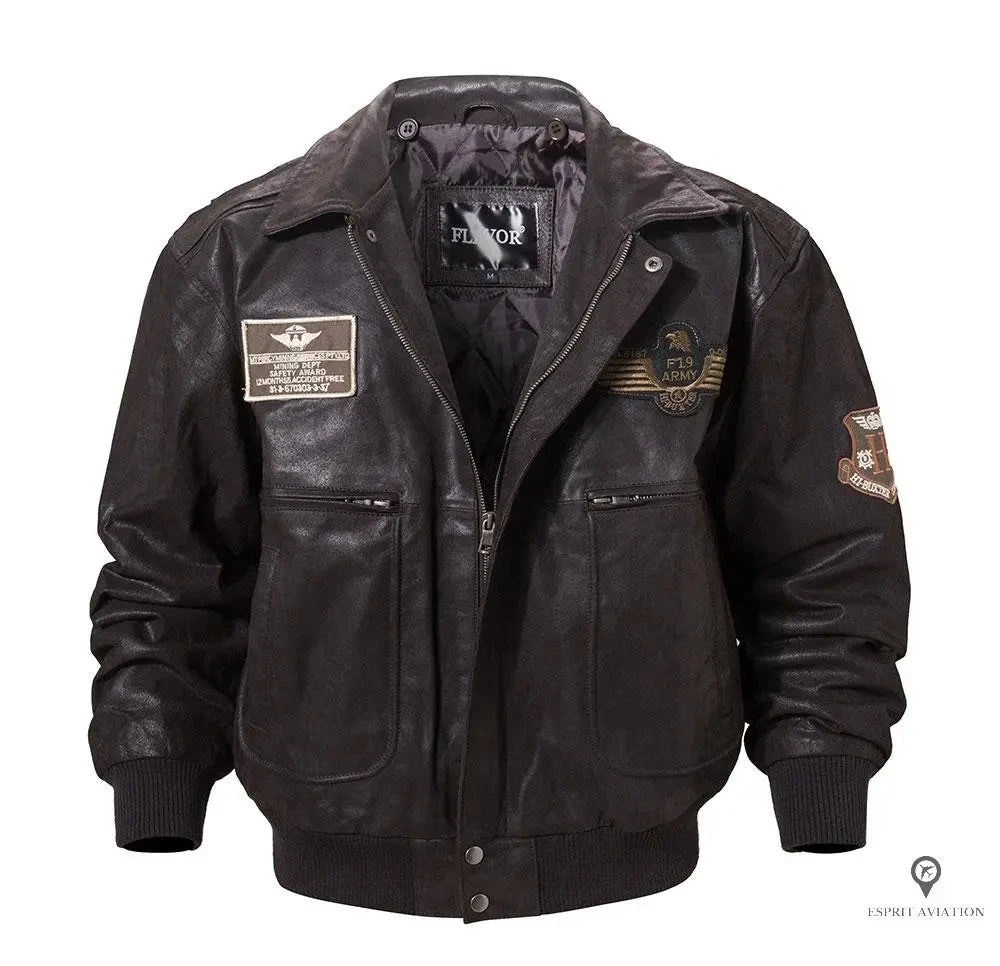 Blouson Aviateur Homme Cuir Noir 5 Blouson Aviateur Homme Cuir Noir – Image 3