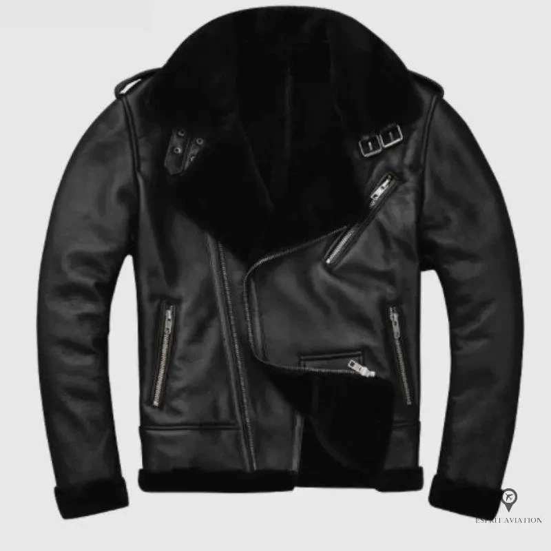 Blouson Aviateur Homme Peau De Mouton Noir 3 Blouson Aviateur Homme Peau De Mouton Noir