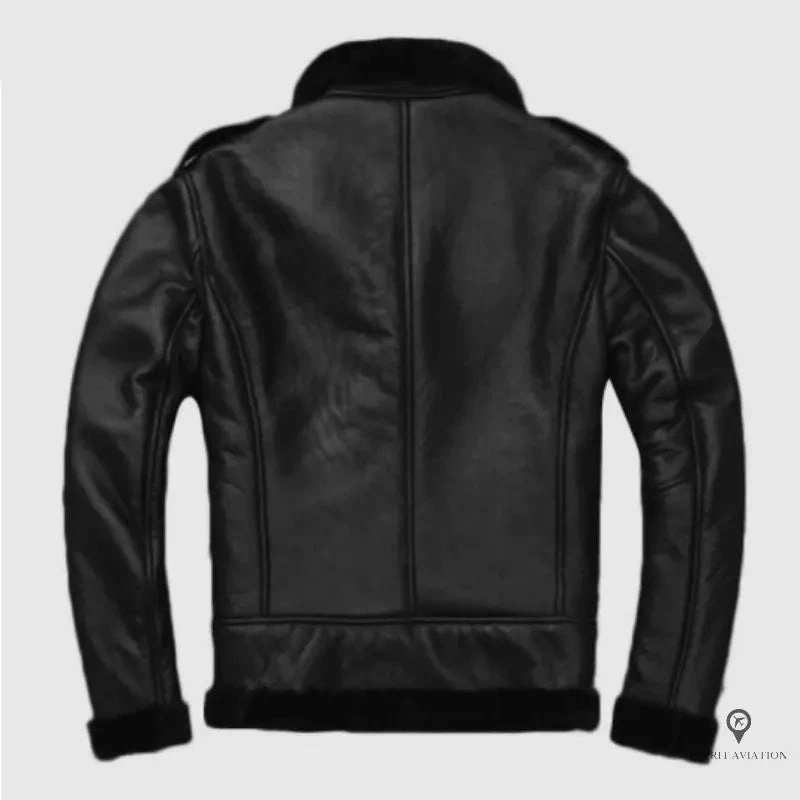 Blouson Aviateur Homme Peau De Mouton Noir 6 Blouson Aviateur Homme Peau De Mouton Noir – Image 4