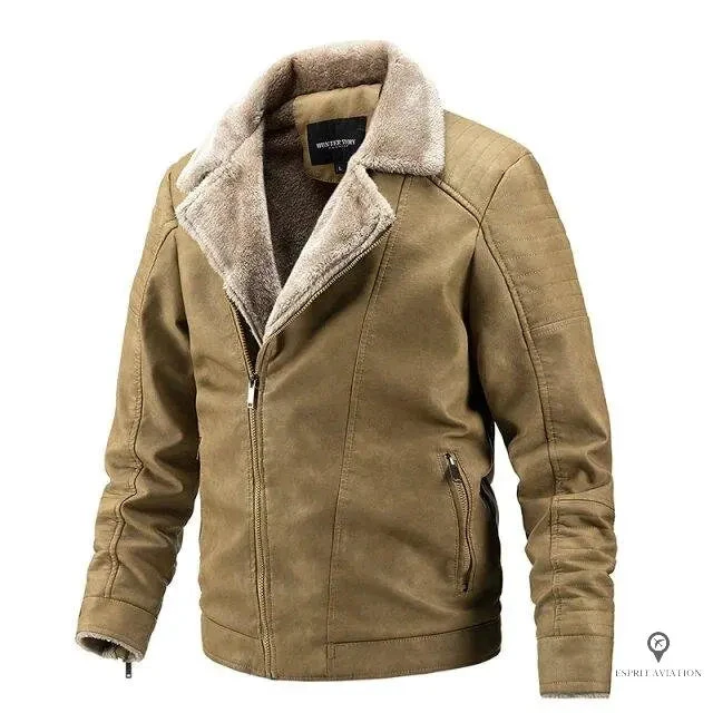 Blouson Aviateur Homme Simili Cuir Beige 3 Blouson Aviateur Homme Simili Cuir Beige