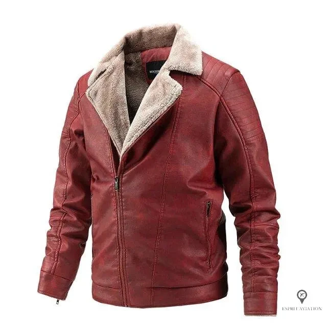 Blouson Aviateur Homme Simili Cuir Rouge 3 Blouson Aviateur Homme Simili Cuir Rouge