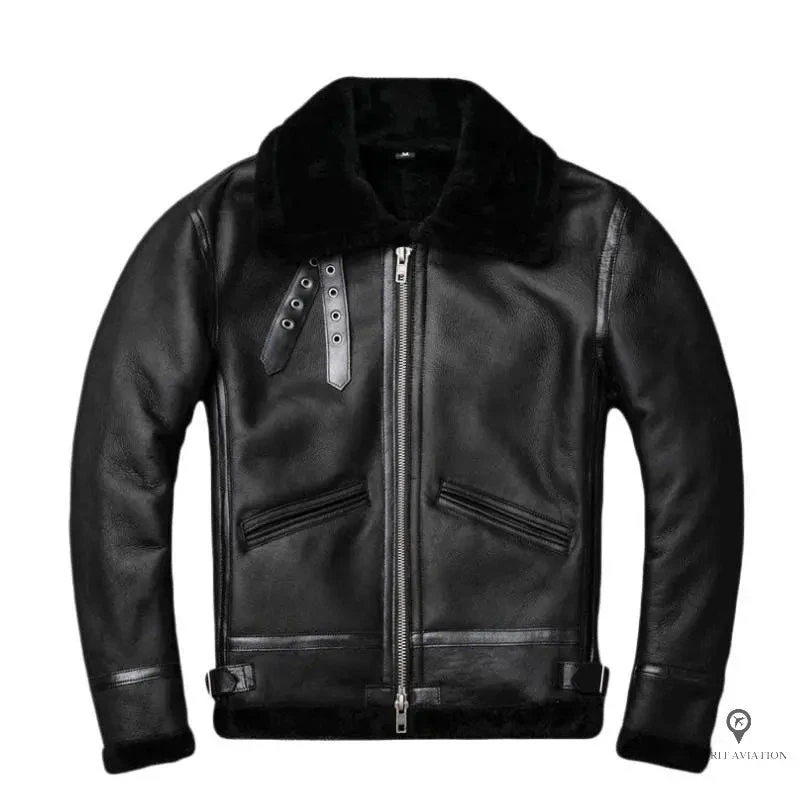 Blouson Aviateur Homme<br /> Style Mouton Noir 3 Blouson Aviateur Homme<br /> Style Mouton Noir
