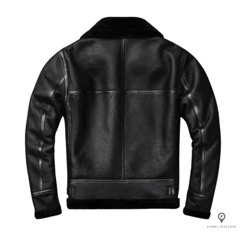 Blouson Aviateur Homme<br /> Style Mouton Noir 4 Blouson Aviateur Homme<br /> Style Mouton Noir – Image 2