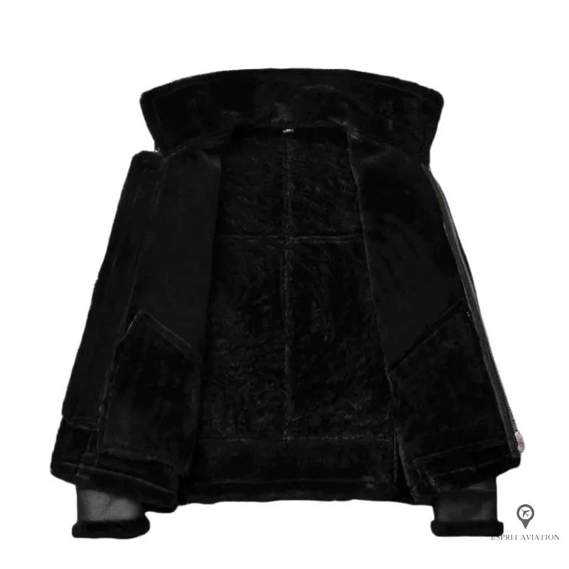 Blouson Aviateur Homme<br /> Style Mouton Noir 6 Blouson Aviateur Homme<br /> Style Mouton Noir – Image 4