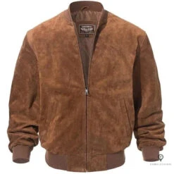 Blouson Aviateur Homme En Cuir De Croute De Porc (Marron)