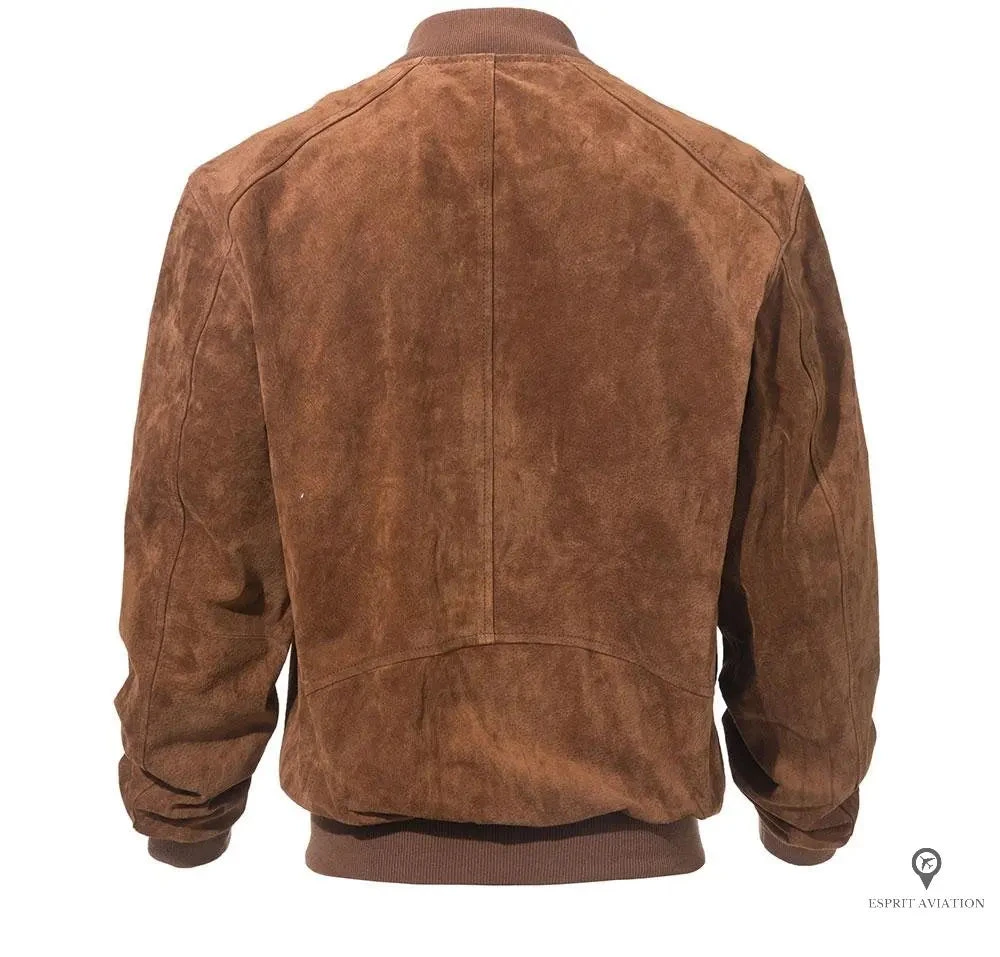 Blouson Aviateur Homme En Cuir De Croute De Porc (Marron) 5 Blouson Aviateur Homme En Cuir De Croute De Porc (Marron) – Image 3