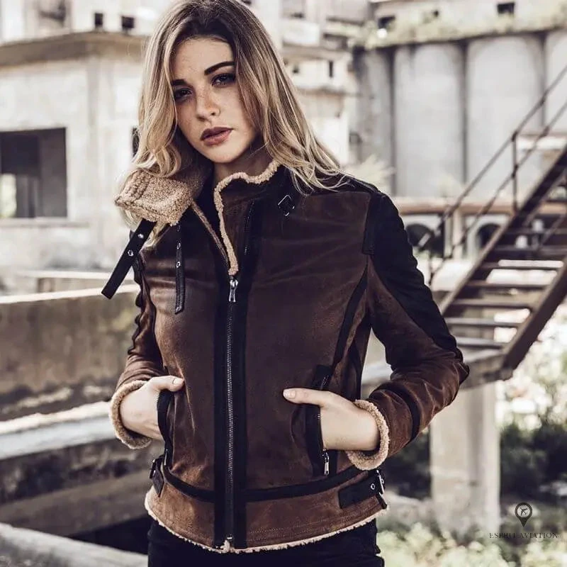 Blouson Aviateur Marron Femme 3 Blouson Aviateur Marron Femme