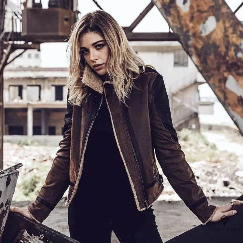 Blouson Aviateur Marron Femme 6 Blouson Aviateur Marron Femme – Image 4