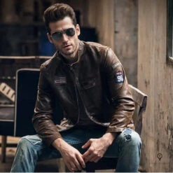 Blouson Pilote Homme<br /> Vachette Marron