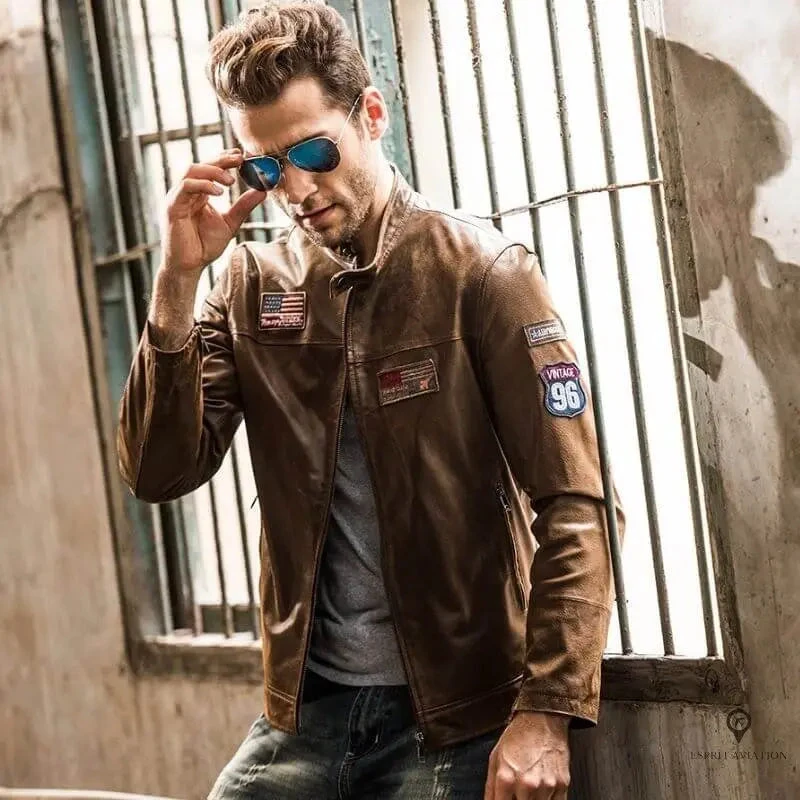 Blouson Pilote Homme<br /> Vachette Marron 4 Blouson Pilote Homme<br /> Vachette Marron – Image 2