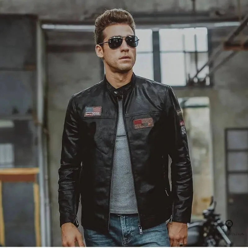 Blouson Pilote Homme<br /> Vachette Noir 4 Blouson Pilote Homme<br /> Vachette Noir – Image 2