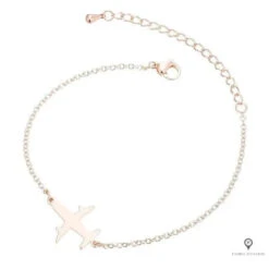 Bracelet Avion Acier Inoxydable Rose Doré
