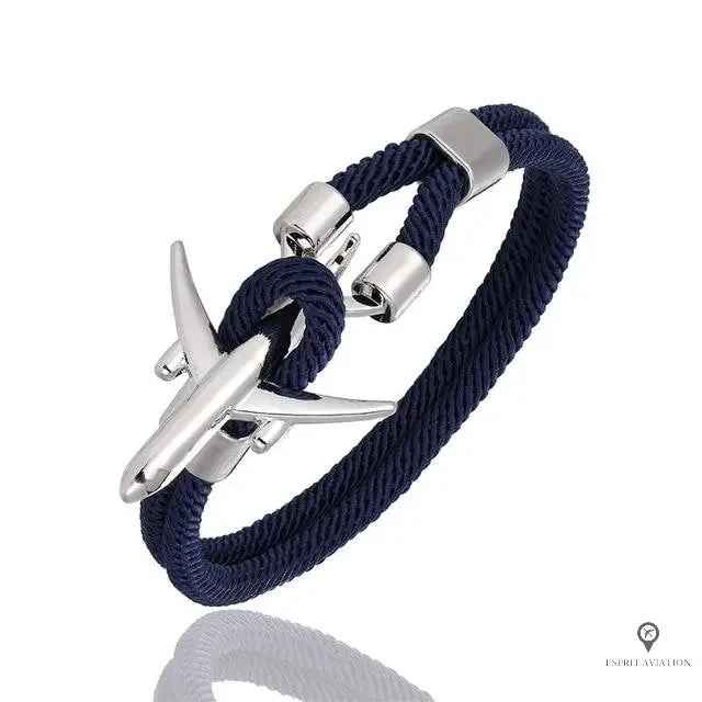 Bracelet Avion Argenté Bleu 3 Bracelet Avion Argenté Bleu