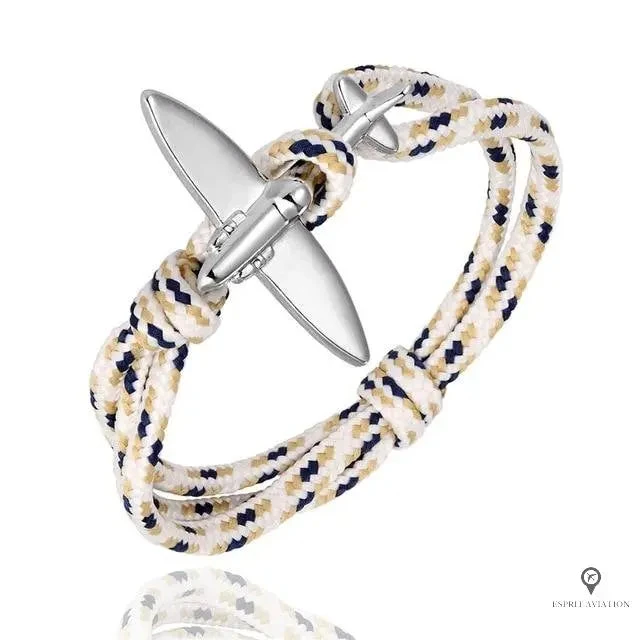 Bracelet Avion Corde Blanc Et Beige 3 Bracelet Avion Corde Blanc Et Beige