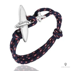 Bracelet Avion Corde Bleu Et Rouge