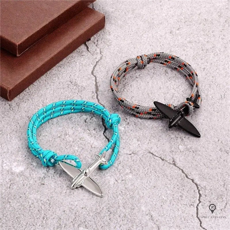 Bracelet Avion Corde Gris Et Orange 4 Bracelet Avion Corde Gris Et Orange – Image 2
