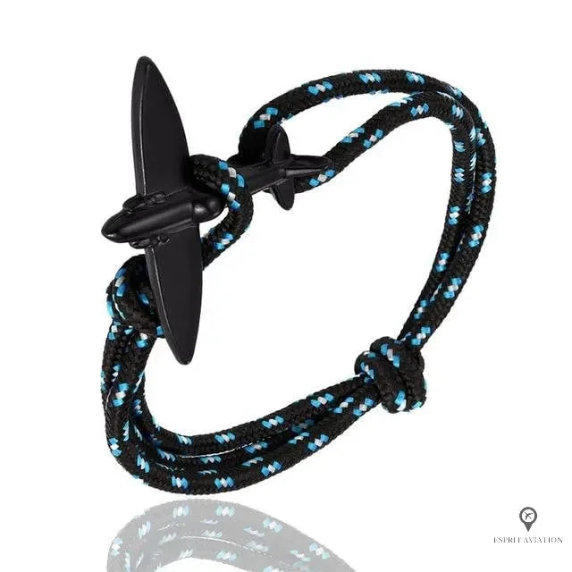 Bracelet Avion Corde Noir Et Bleu Clair 3 Bracelet Avion Corde Noir Et Bleu Clair