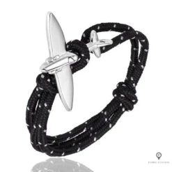 Bracelet Avion Corde Noir Et Gris