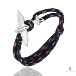 Bracelet Avion Corde Noir Et Rouge
