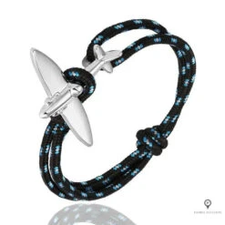 Bracelet Avion Corde Noir, Gris Et Bleu