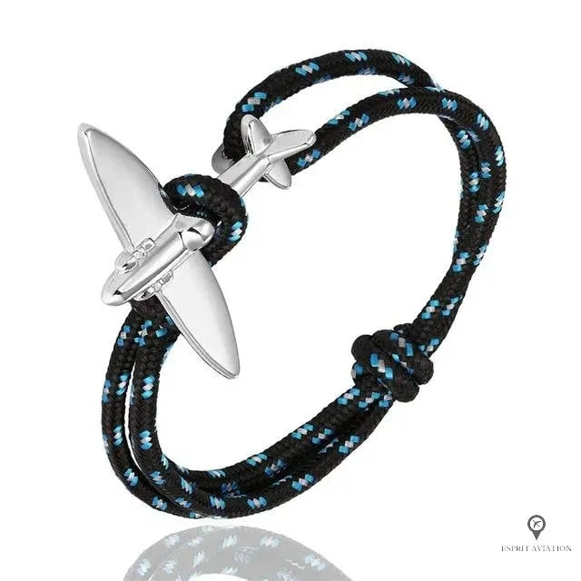 Bracelet Avion Corde Noir, Gris Et Bleu 3 Bracelet Avion Corde Noir, Gris Et Bleu