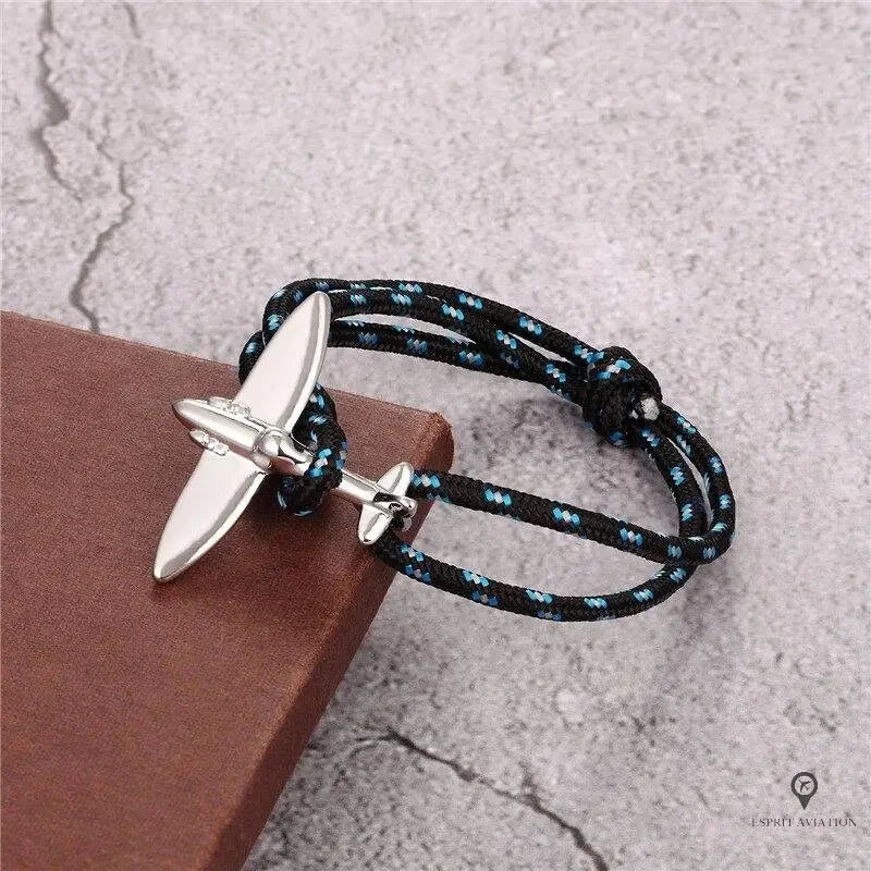 Bracelet Avion Corde Noir, Gris Et Bleu 4 Bracelet Avion Corde Noir, Gris Et Bleu – Image 2
