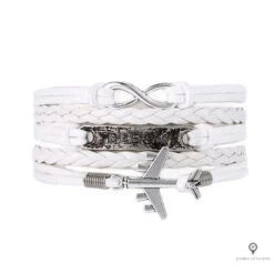 Bracelet Avion Cuir Blanc