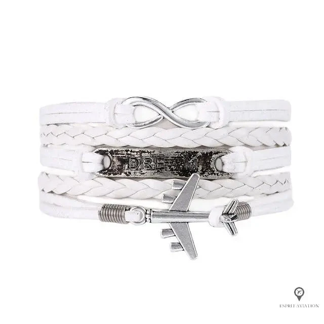 Bracelet Avion Cuir Blanc 3 Bracelet Avion Cuir Blanc