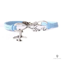Bracelet Avion Cuir Bleu Femme