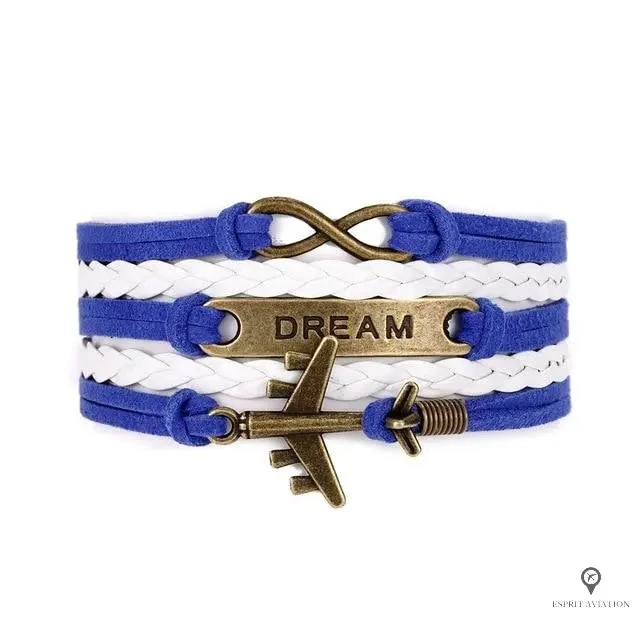 Bracelet Avion Cuir Bleu Et Blanc 3 Bracelet Avion Cuir Bleu Et Blanc